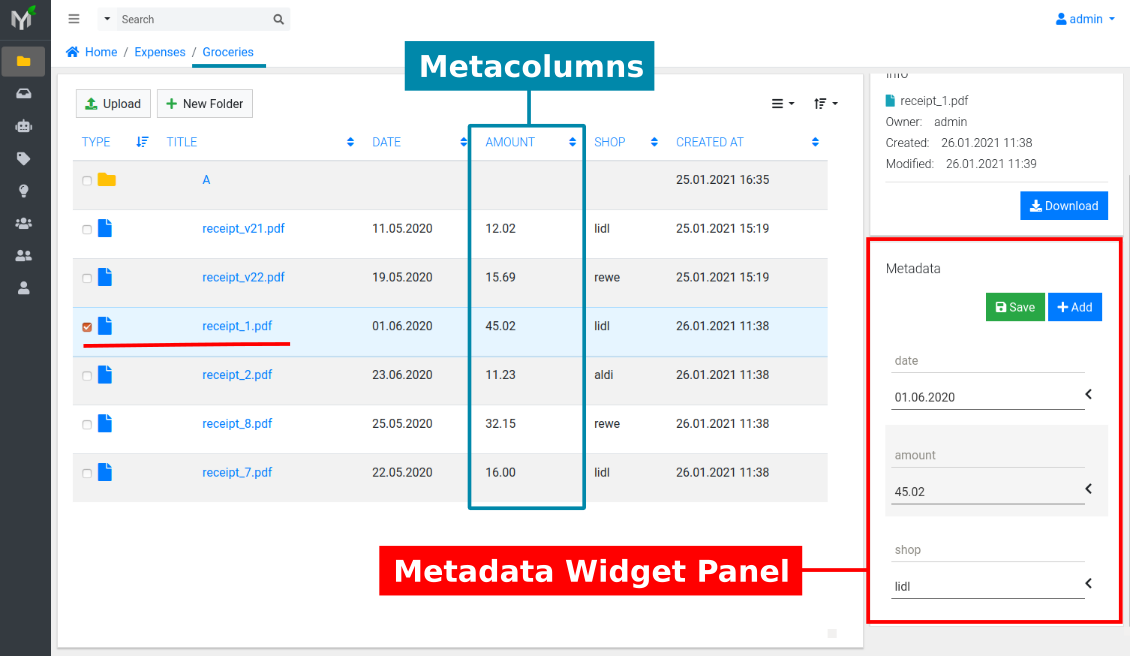 Different ways to view metadata.