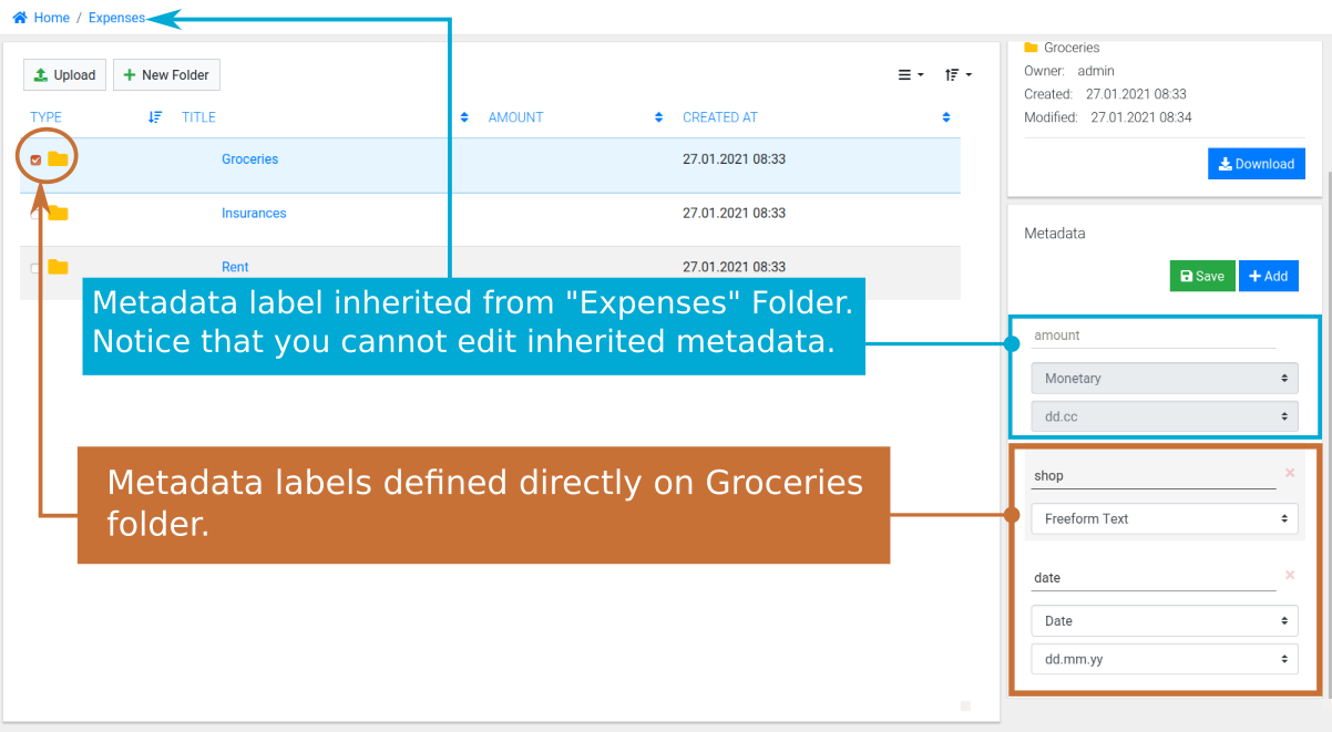 metadata on groceries