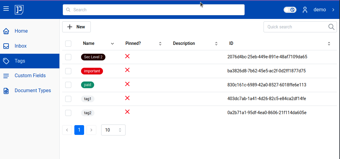 tags list column sort